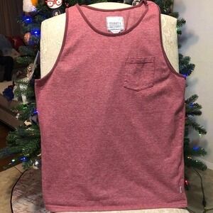 Trinity collective men's Heather red cotton blend‎ Tank Top Medium with pocket